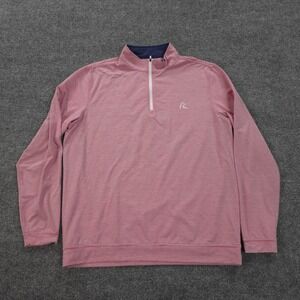 Rhoback Shirt Mens Large Pink Stripe 1/4 Zip Performance Golf Pullover Stretch